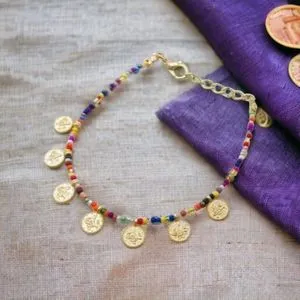 Turkish Gold Coins Beaded Bracelet - Multicolor