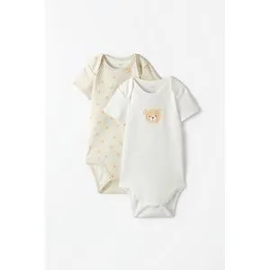 June Baby 2-Piece Teddy Bear Patterned Short Sleeve Bodysuit