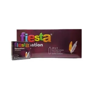 Fiesta Sensation Condoms - Ultra Thin For Maximum Feeling - 24 Packs Of 3 Condoms