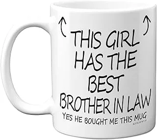 Stuff4 This Girl Has The Best Brother in Law Mug - Sister Birthday Present from Brother, Sister Gifts 11oz Ceramic Dishwasher Safe Coffee Mugs - Birthday, Christmas Day, Secret Santa Cup - Made in UK