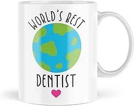 Tongue in Peach Work Mugs | World's Best Dentist Mug | Novelty Mug for Her Him from The Kids Birthday Teeth Dental Nurse Cute Office Job Mummy | MBH2137