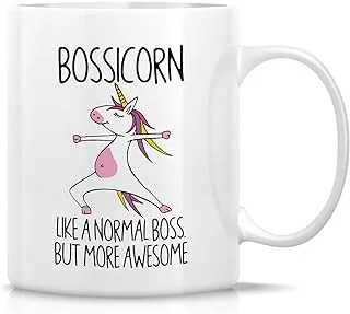 Retreez Funny Mug - Bossicorn Boss Unicorn 11 Oz Ceramic Coffee Mugs - Funny, Sarcasm, Motivational, Inspirational Thank You birthday gifts for him her manager friend coworker employer dad mom sis bro