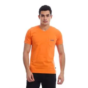 Diadora Men Cotton Printed T-Shirt - Orange