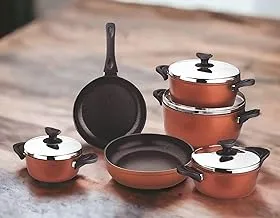 SAFLON-10 PCS TITANIUM COOKWARE SET -MADE IN TURKEY- BRONZE COLOR