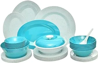 Pure Granite Melamine Round Dinner 38 -Pieces Set, Turquoise