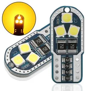 2x W5W T10 194 168 DC12V LED لمبات استبدال السيارة الضوء الأصفر