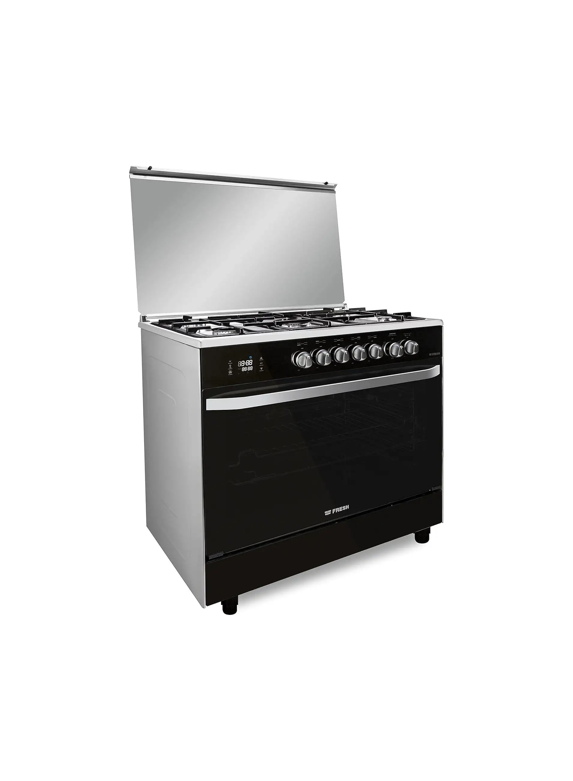 Fresh Hummer hydraulic gas cooker digital touch full stainless 5 burners with timer - 60 x 90 cm 500016946 Black