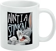 Bugs Is a Stinka Ceramic Coffee Mug, Novelty Gift Mugs for Coffee, Tea and Hot Drinks, 11oz, White