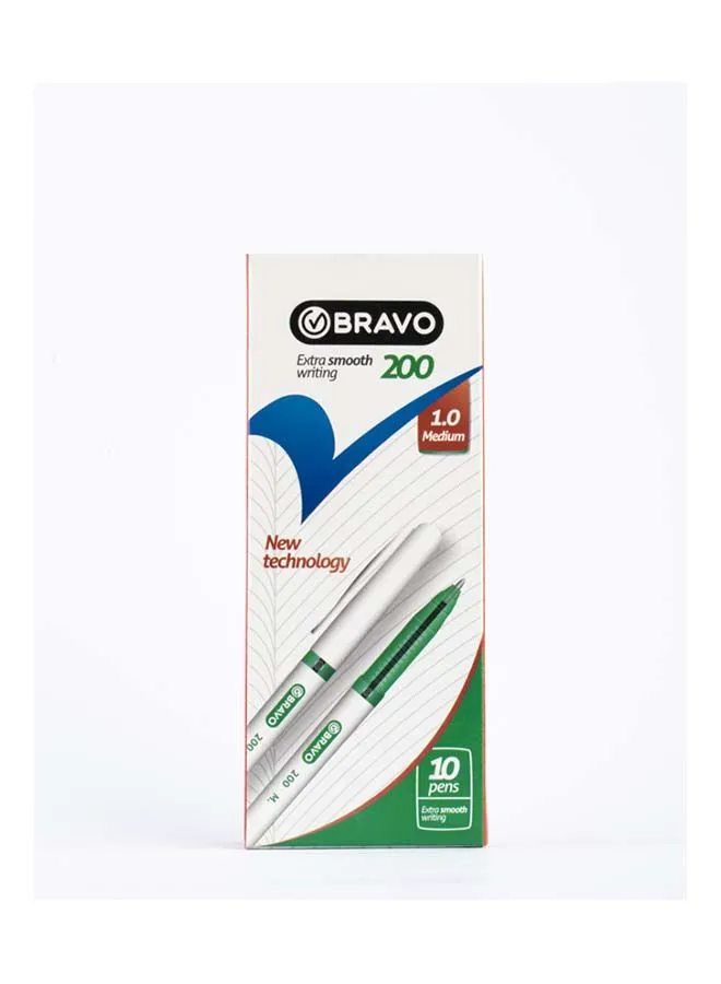 Bravo Bravo 200 BallPoint Pen - 1.0mm -  Pack of 10 Pens - Green