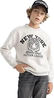 DeFacto boys Regular Fit Round Neck Basic Knit Sweatshirt