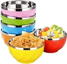 Assorted Colors 6 Pack Stainless Steel Bowl Set