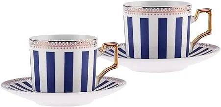 Karaca | Jolly Blue Bold Line Tea Cup Set for 2 People 220 ml