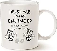 MAUAG Funny Engineer Coffee Mug Unique Idea, Trust Me, I'm an Engineer Ceramic Cup White, 11 Oz