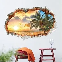 3D Sunshine Beach Wall Sticker Children's bedroom Living room Decoration Can Remove The Wall Poster-168qz