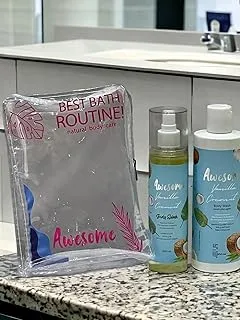 Awesome Vanilla Coconut Body Wash, Splash and Makeup Bag Set 750 ml