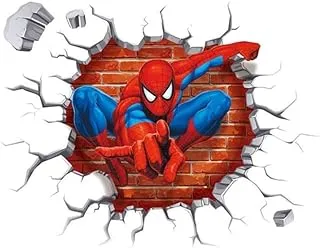 3D Spider Man Removable Wall Sticker Red/Blue/Grey 50x50 centimeter