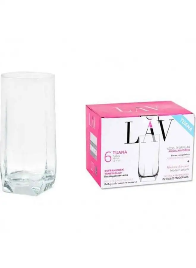 LAV High 6 Piece Glasses Set 330 Ml-Clear