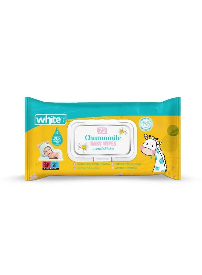 White 72-Piece Baby Wipes With Chamomile