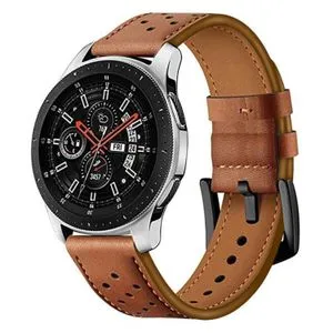 For Samsung Galaxy Watch Active 20mm Leather Eyelet Sport Watch Band(Black)