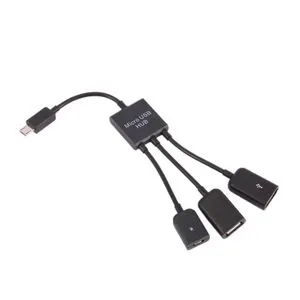 TA-3 In 1 Micro USB HUB Male To Female Double USB 2.0 Host OTG Adapter Cable