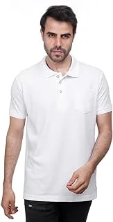 COUP Solid Polo-Shirt with Short Sleeves, WHITE, XL