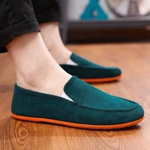 Fashion Slip-On Casual Shoes Men's Lace-Up Canvas Shoes Green