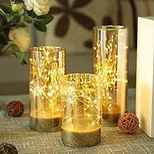 Alasender 3 Sets Flameless Candles String Lights Included Fairy Lights Battery Operated in Glass Vase