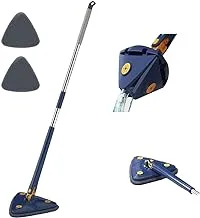 360 Degree Rotatable Adjustable Cleaning Mop, Extendable Triangle Wall Cleaner Mop,with Reusable Washable Mop Pads, Wall Cleaning Mop for Wall Ceiling Floor - 2 Spare Mop Heads