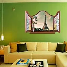 Miki karo 3D fake window Paris tower living room bedroom sofa background removable wall sticker home decoration