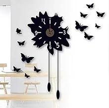 Black Butterfly Clock Wall Decal Home Decor Sticker Living Room decoracion hogar Kids Bedroom Vinyl Clock Stickers-xx