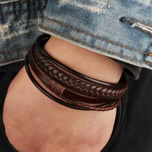 Hip Hop Alloy Belt Buckle Bracelet  Handmad Brown Black Metal