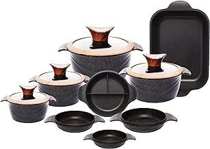 Neoklein Round 13 Pieces Cooking Pot Set, Black - 6136