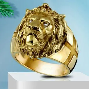 Fashion Golden Lion Head Personality Men's Ring