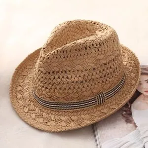 Fashion British Style Summer Straw Weaving Panama Beach Sun Hat