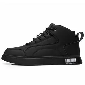 Fashion Men's High-top All-match Casual Shoes-Black