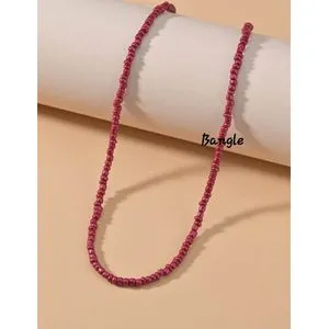 Fashion Choker Beads Necklace Dark Red