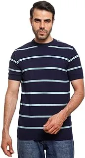 COUP Woven T-Shirt With Round Neck, NAVY, L