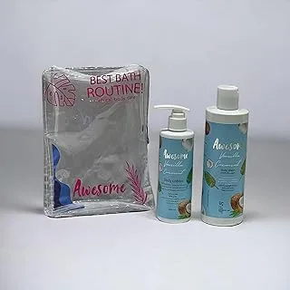 Awesome Vanilla Coconut Body Wash, Lotion and Makeup Bag Set 750 ml