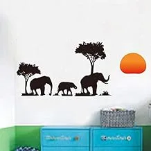 DIY Removable Wall Stickers For Living Room Home Decor - Black elephant