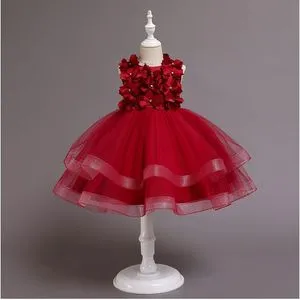 Party Wedding Christmas Clothing Princess Tutu Dress Red