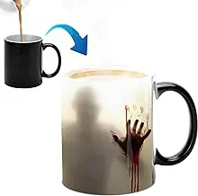 Heat Sensitive color changing mug, WmanCok 11 oz ceramic tea coffee cup,Full Walking Dead image revealed when hot liquid above 50 °C is added