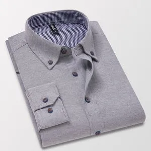 Fashion Men's Long Sleeve High Quality Shirt Slim Fit Trendy Business Casual Shirt Grey