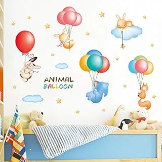 Animal balloon cartoon wall sticker removable stickers classroom room bedroom living room background decoration 0690155