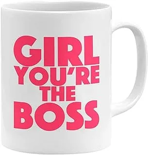 RYN PRINTED DESIGN Girl You Are The Boss Coffee Mug White 11x14centimeter