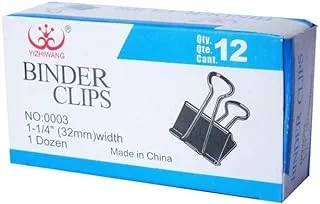 Yiwu YZW/0003/ NO:MM32 Binder Clips Box 12-Pieces, 32 mm Width, Black