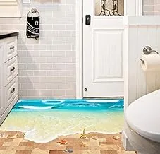 Bedroom Wall Stickers Indoor decorations 3D Realistic Toilet floor waterproof ocean beach