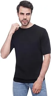 COUP Plain Woven T-Shirt With Round Neck, BLACK, 3XL