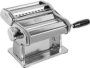 Al Andalus Pasta Machine, Made in Italy, Includes Cutter, Hand Crank, and Instructions, 150 mm, Stainless Steel