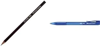 Faber Castell 2122 HB Graphite Pencil - Black + GRIP X10 1.0mm Ballpoint Pen Clear Colored No.545251 - F.C Blue