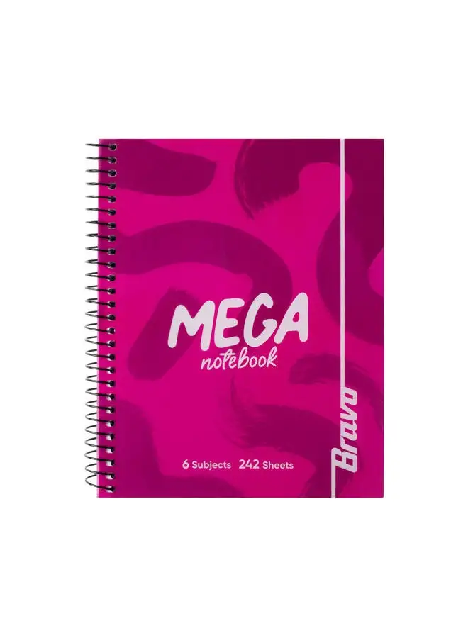 Bravo New Mega Notebook Large - 6 Subjects - Pink